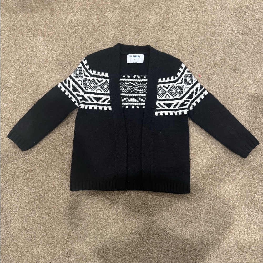 Old Navy Black and White Knit Cardigan 3T